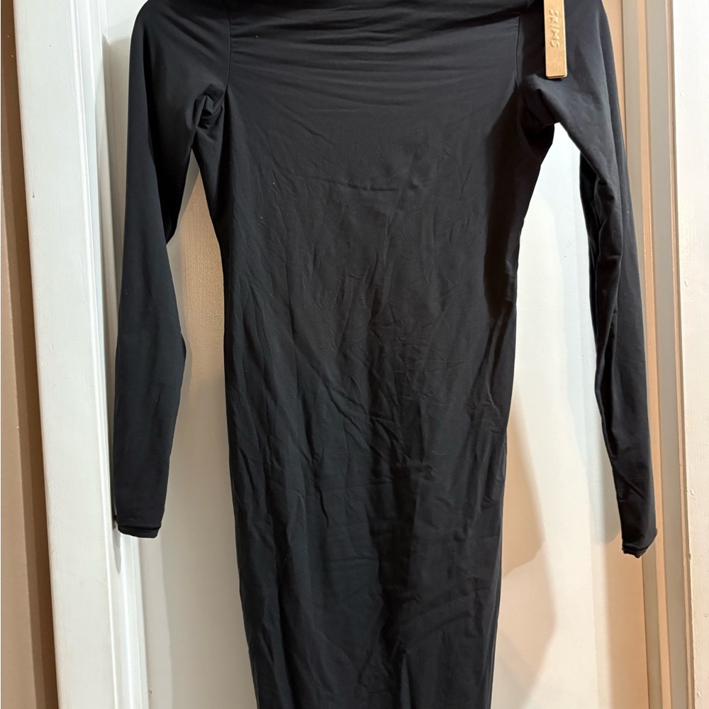 SKIMS Black Long Sleeve Maxi Dress